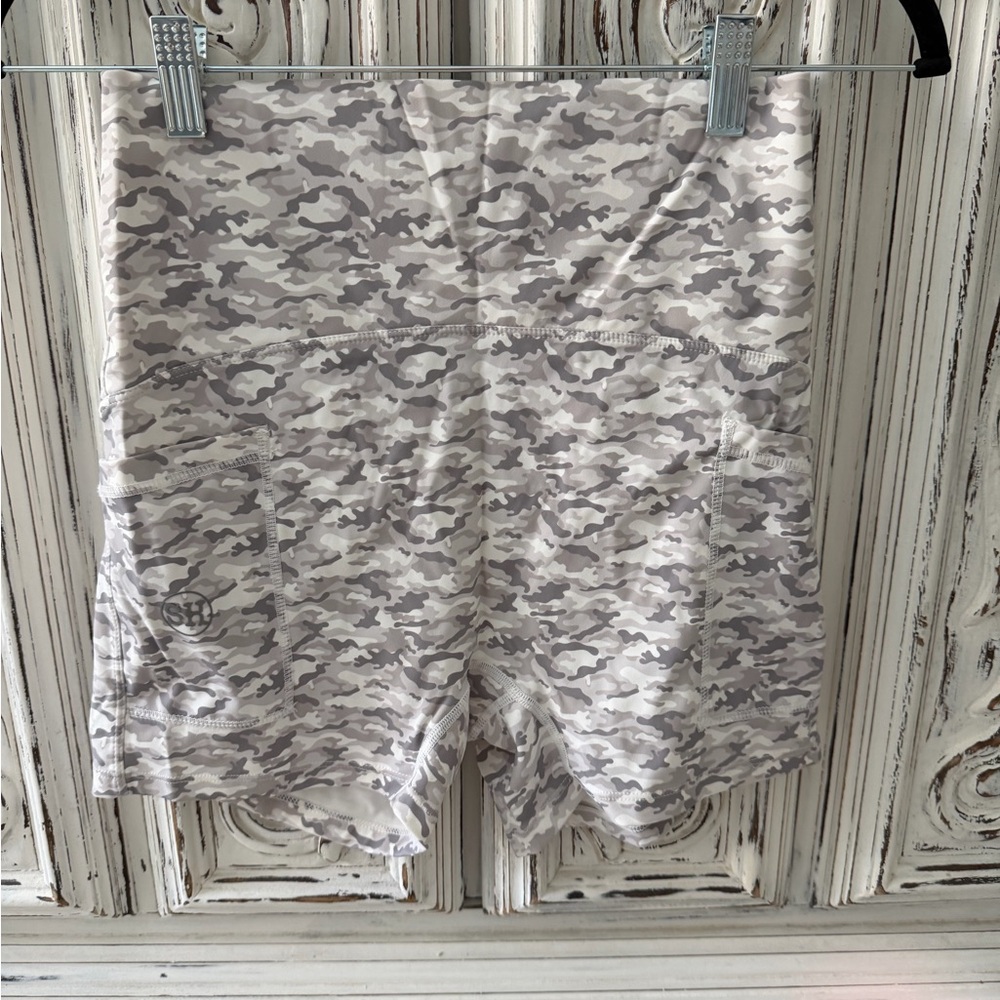 Women’s Light Gray Camo Bike Shorts